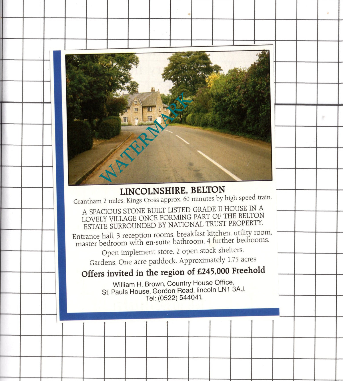 Belton Lincolnshire House Sale Advert - c.1990 Clipping