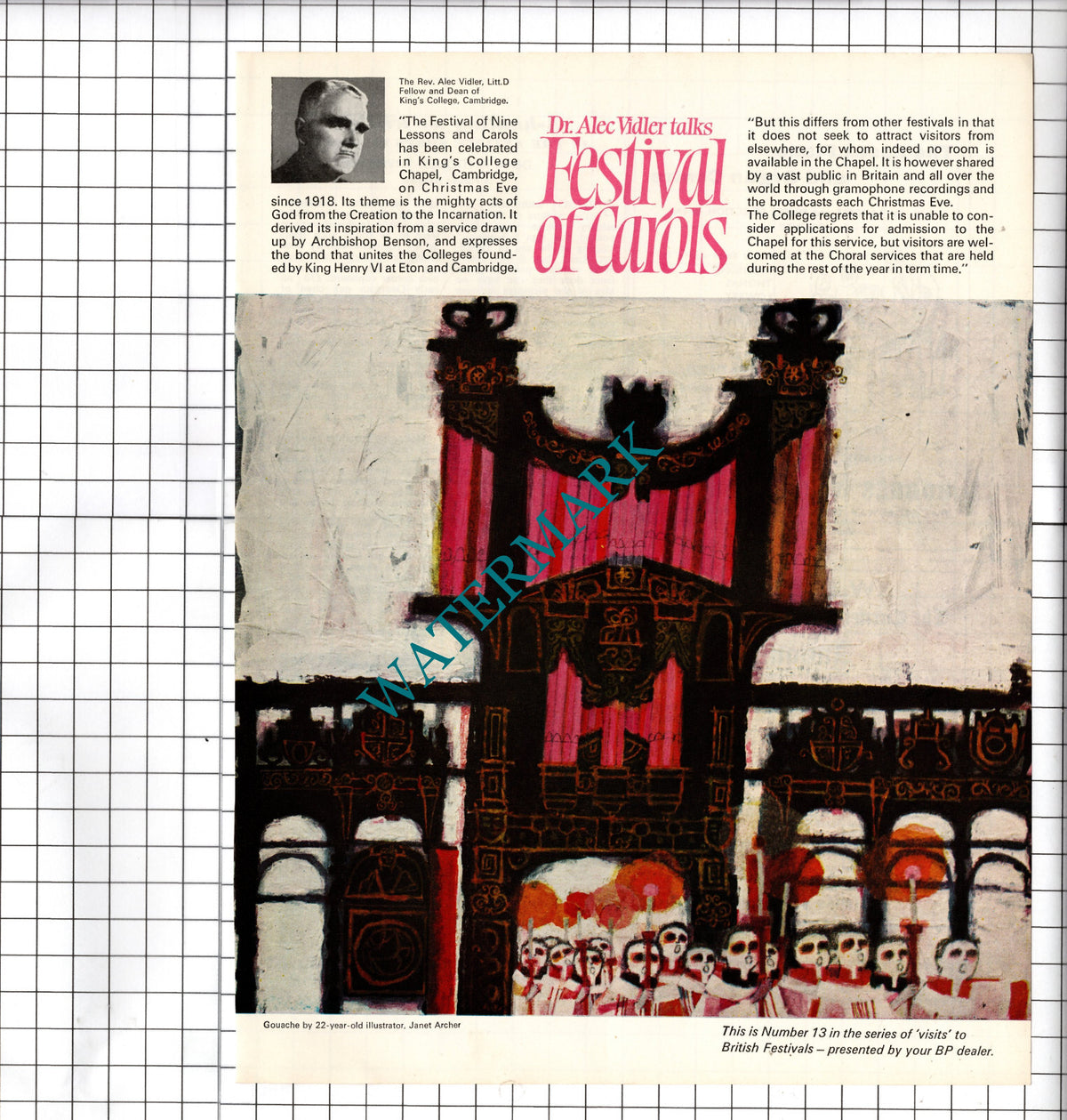 The Rev Alec Vidler King's College Oxford Janet Archer Illustrator -1964 Cutting