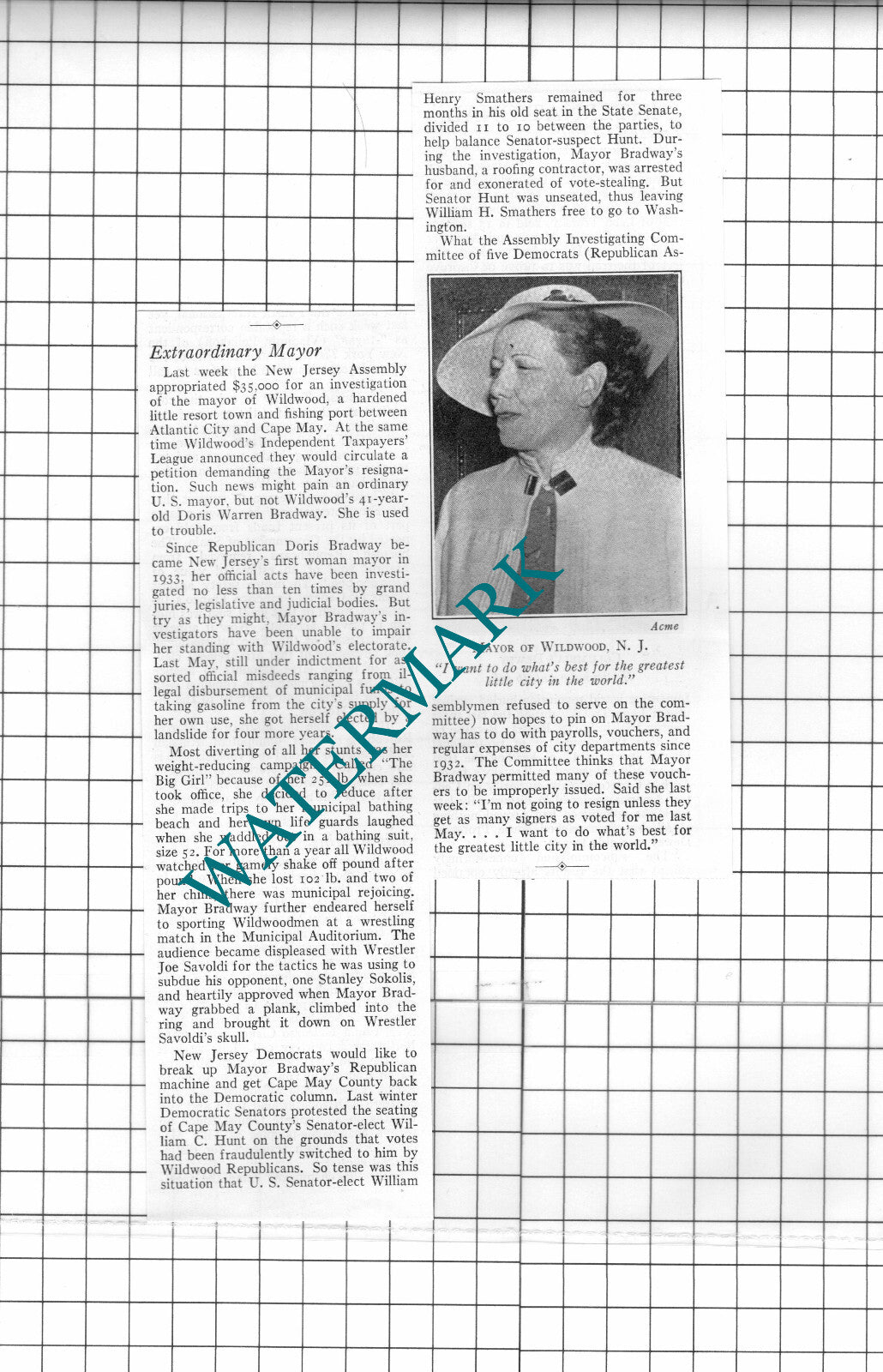 Doris Bradway Wildwood New Jersey Mayor - 1937 Clipping / Print