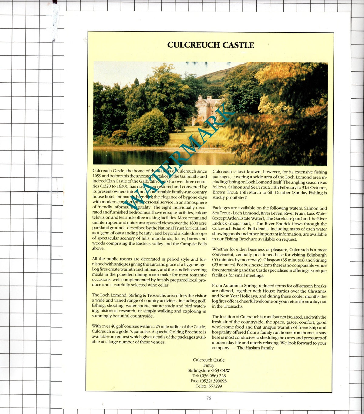 Culcreuch Castle Fintry Stirlingshire Scotland Haslam - 1991 Advert