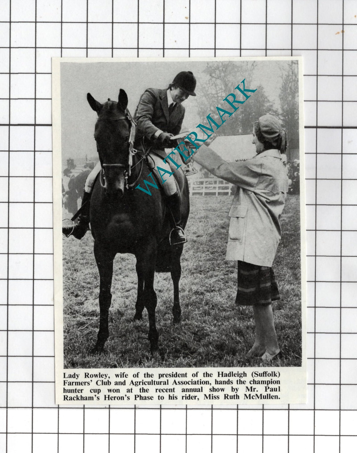 Lady Rowley Miss Ruth McMullen Horse Riding - 1971 Small Cutting