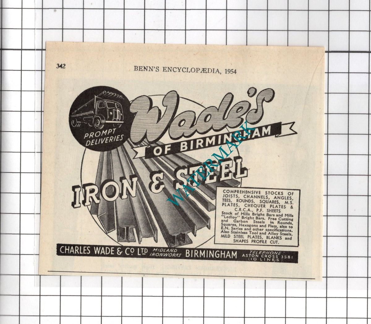 Charles Wade & Co Ltd Birmingham Wade's Of Birmingham - 1954 Small Advert
