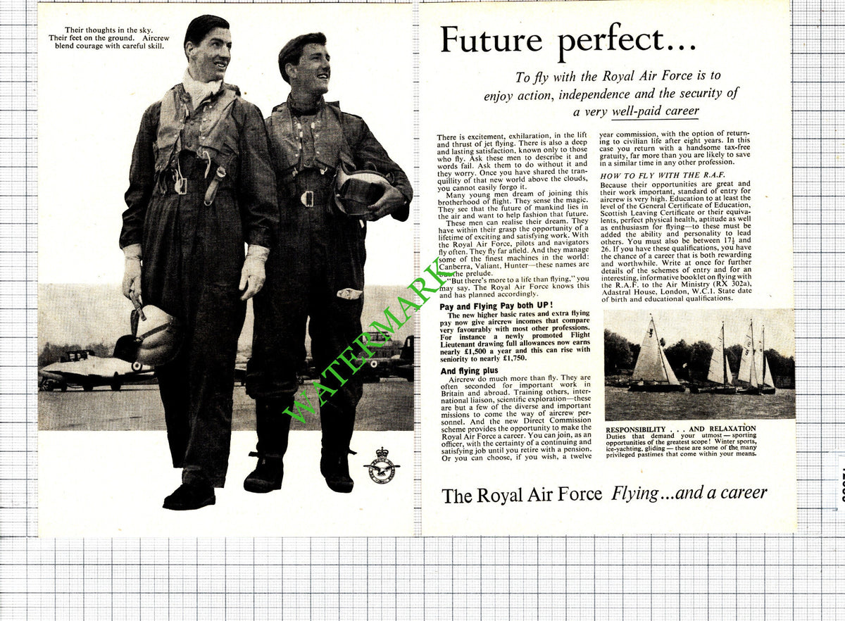 Royal Air Force RAF Advert - 1956 Two-Part Cutting