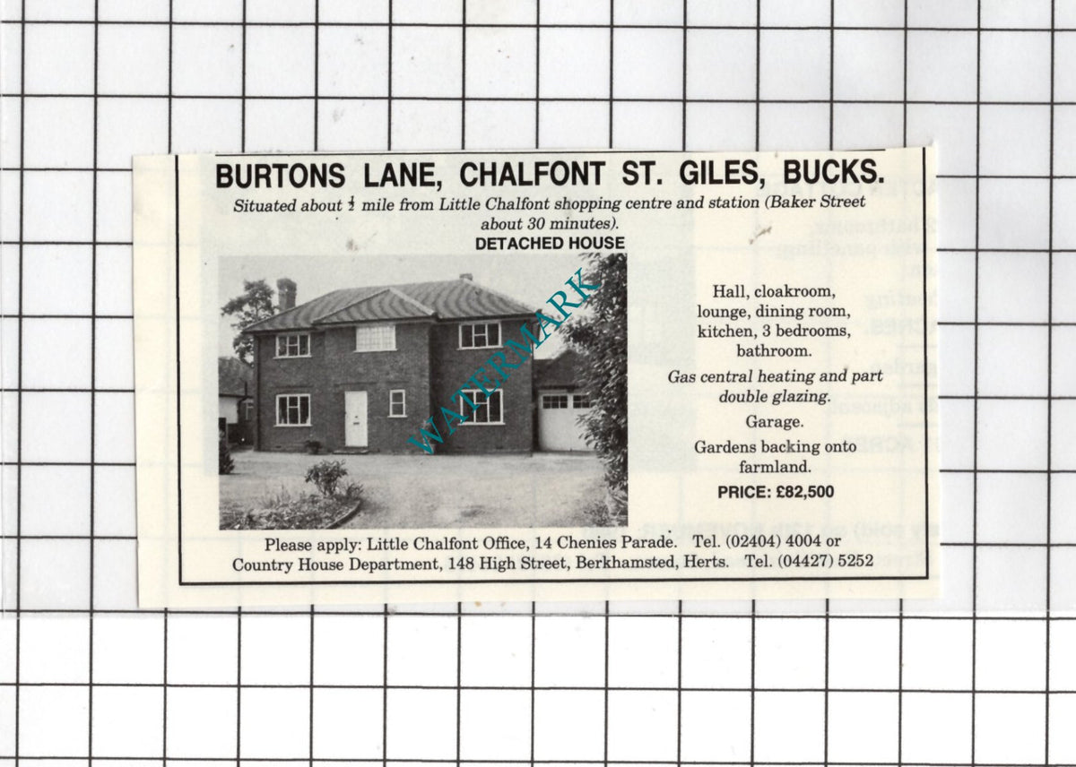 Burtons Lane Chalfont St Giles Buckinghamshire - 1980 SMALL House Sale Advert