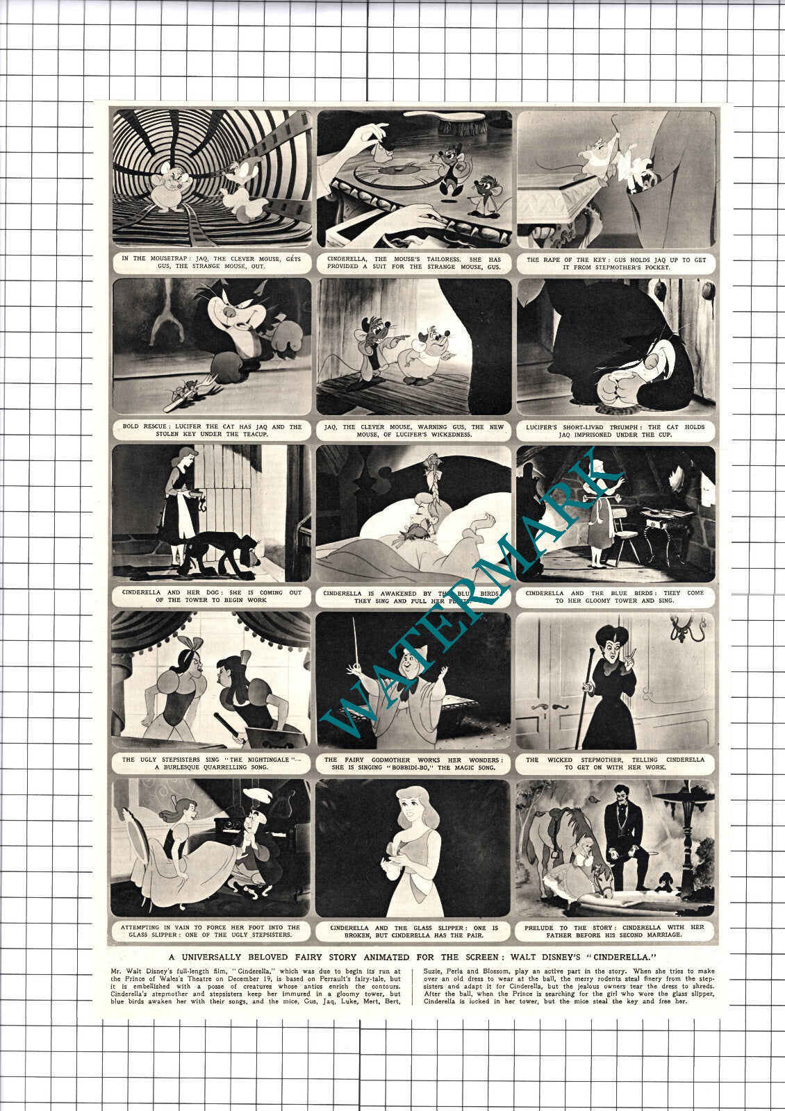 Cinderella Film Walt Disney - 1950 CUTTING / PRINT