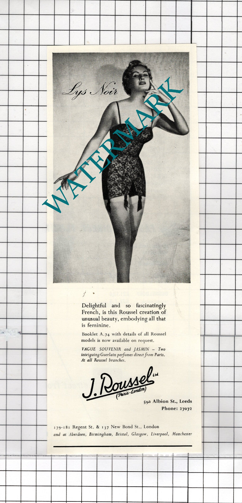 J Roussel Ltd Paris London - 1956 Advert