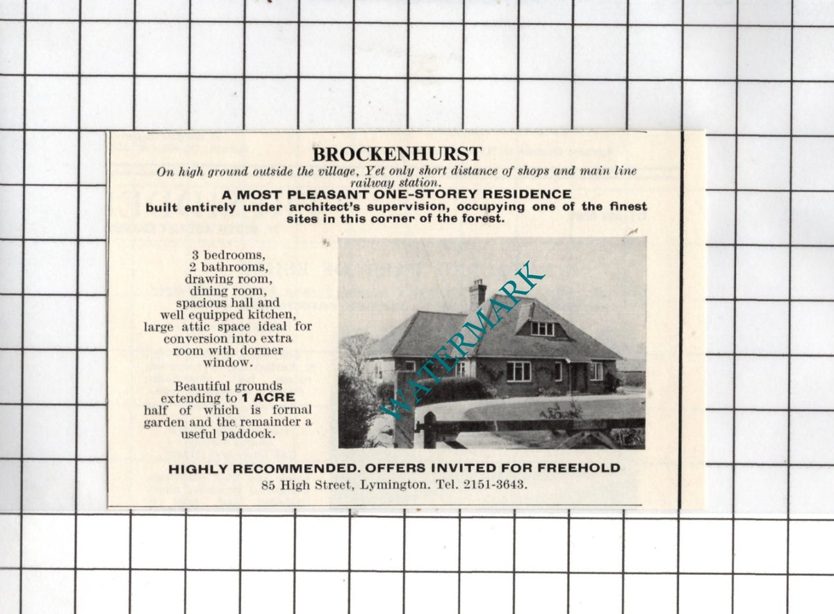 Brockenhurst Hampshire - 1967 Small House Sale Advert