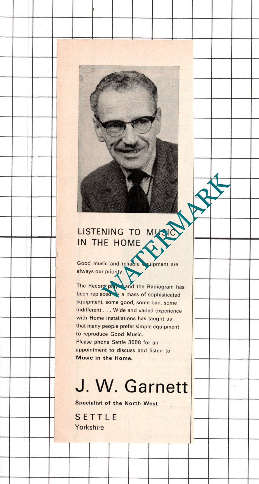 J W Garnett Settle Yorkshire Small Advert - 1976 Clipping / Print