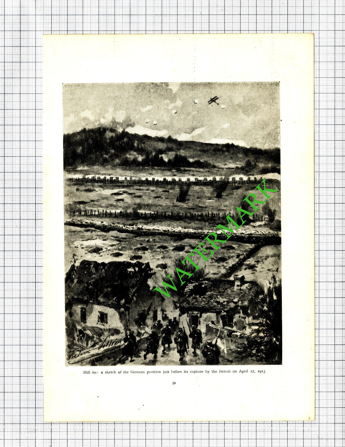 Hill 60 WW1 Great War - c.1920 Cutting / Print