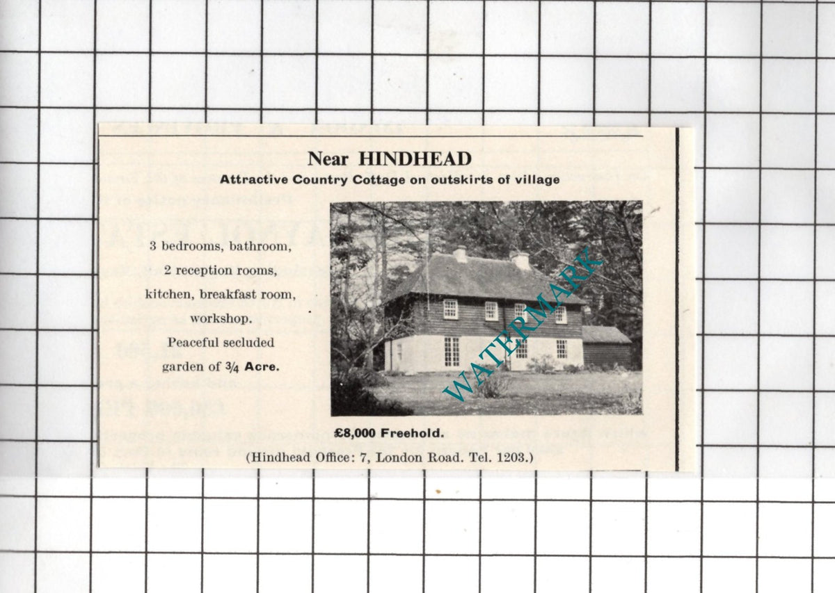 Near Hindhead Surrey - 1967 House Sale Advert - Small