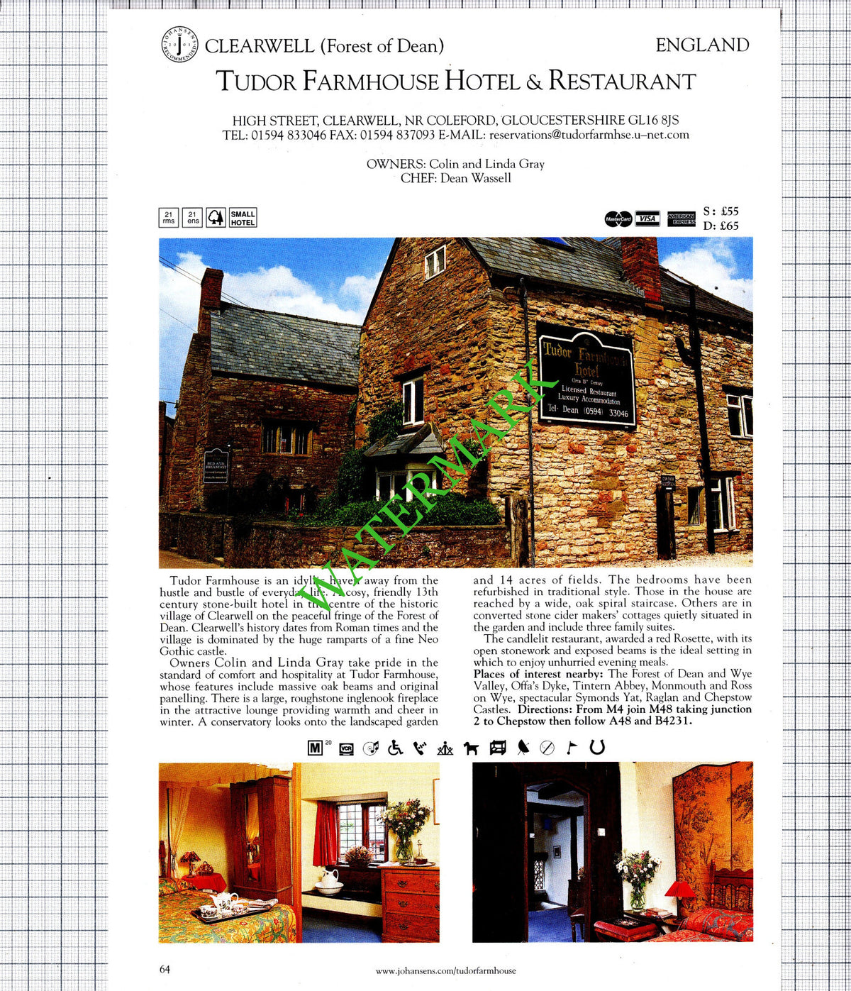The Malt House Broad Campden / Tudor Farmhouse Hotel Clearwell -2001 Cutting