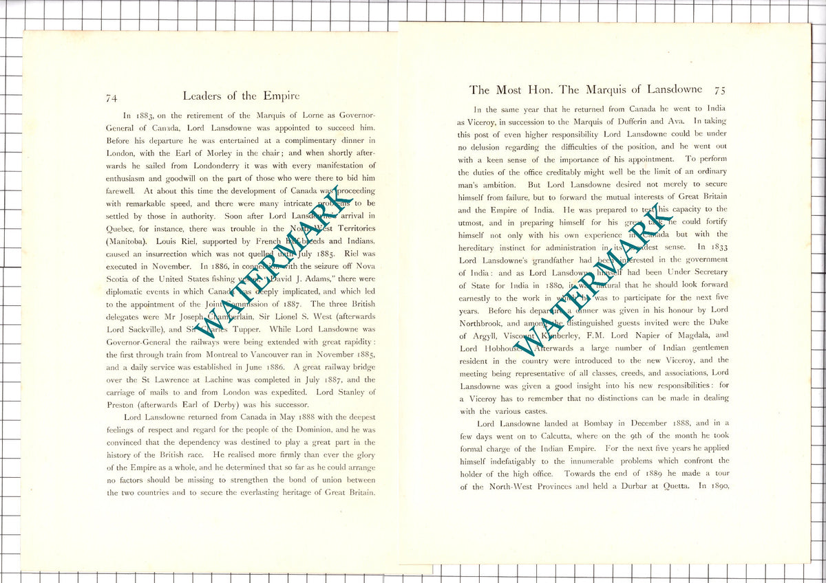 The Marquis Of Lansdowne Petty-Fitzmaurice -- c.1920 Print / Article