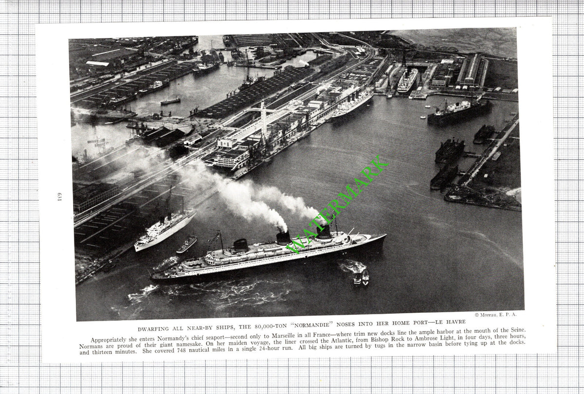 Normandie Ship Le Havre Normandy France - c.1936 Cutting / Print