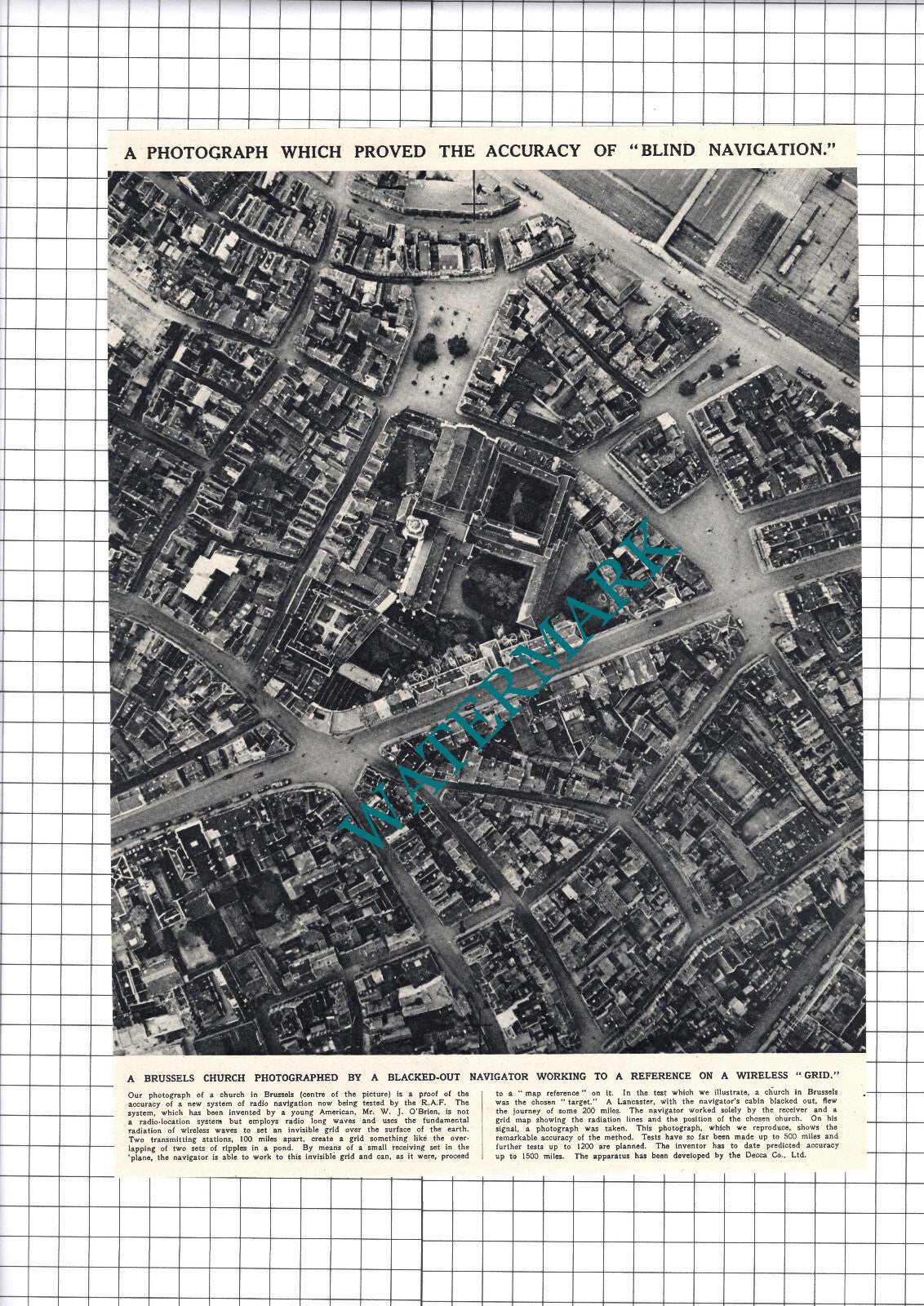 Brussels Aerial View Radio Navigaton Mr W J O'Brien Decca Co Ltd - 1945 Clipping