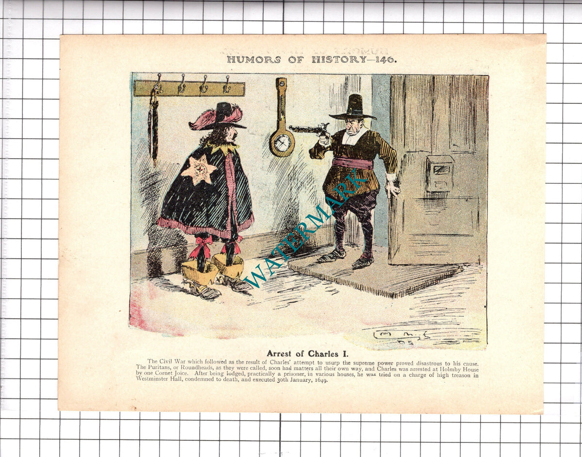King Charles I Arrest - c.1921 Clipping / Print