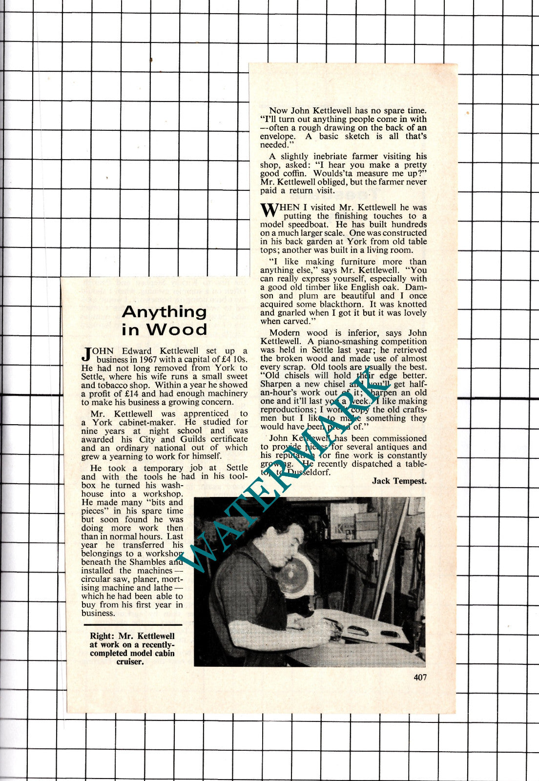 John Edward Kettlewell Settle Yorkshire - 1969 Clipping/ Print