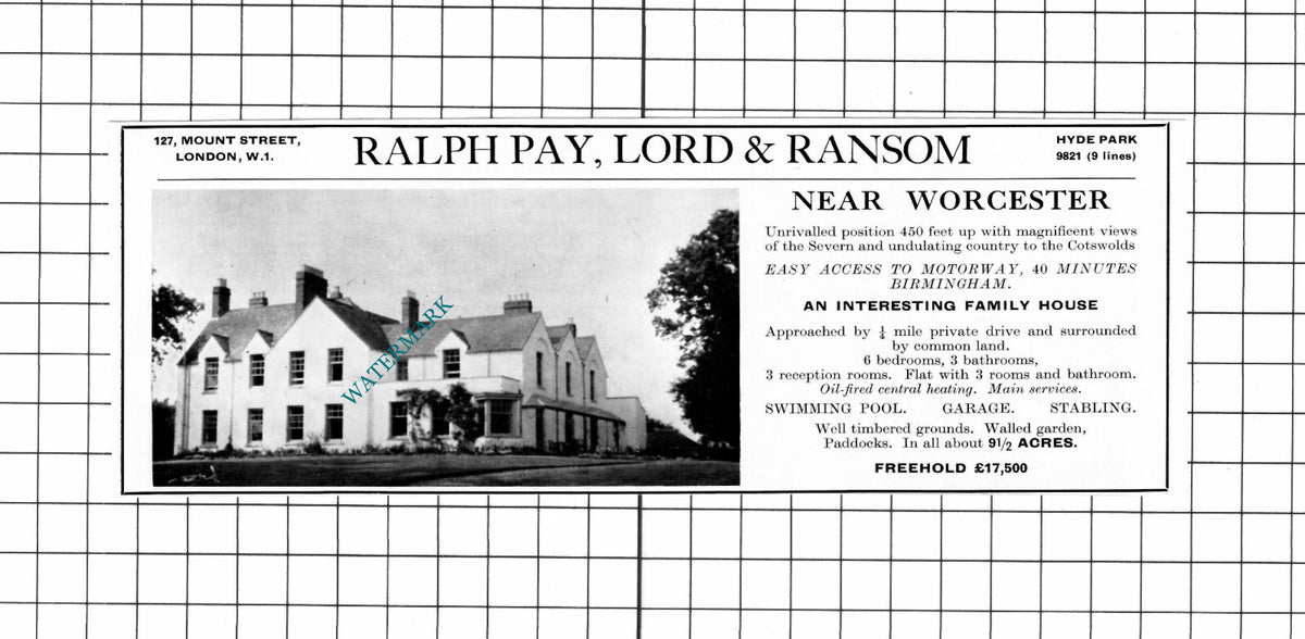 Worcester Worcestershire House Sale Advert - 1967 Cutting