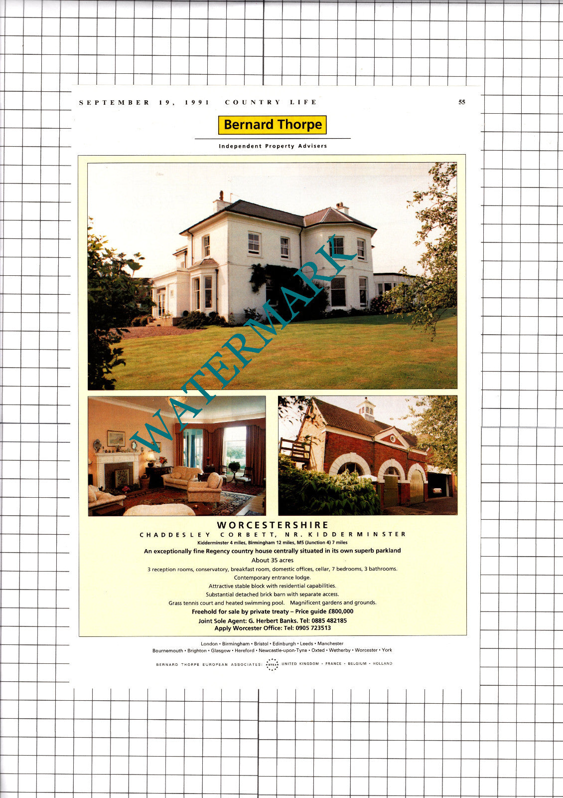 Chaddesley Corbett Worcestershire House Sale Advert - 1991 Clipping