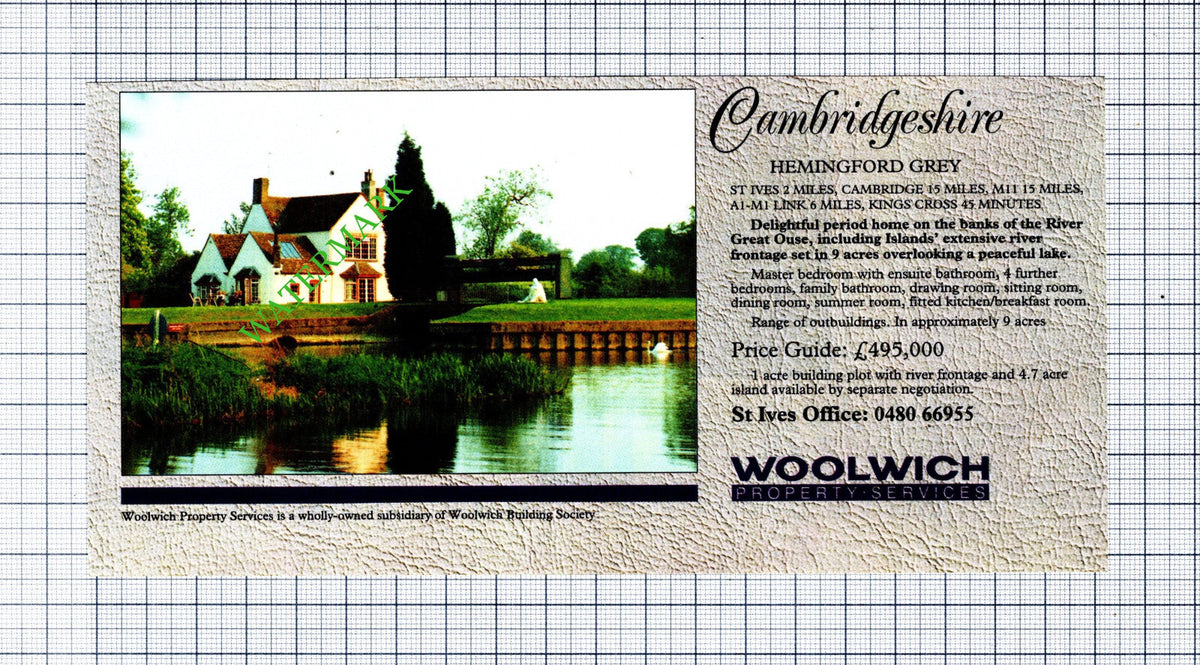 Hemingford Grey Cambridgeshire House Advert - 1991 Cutting