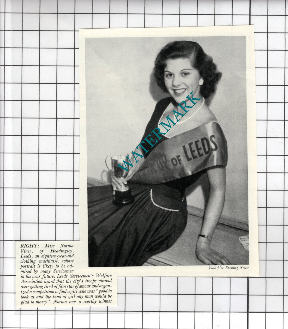 Miss Norma Viner Headingley Leeds Yorkshire - 1954 Small Clipping