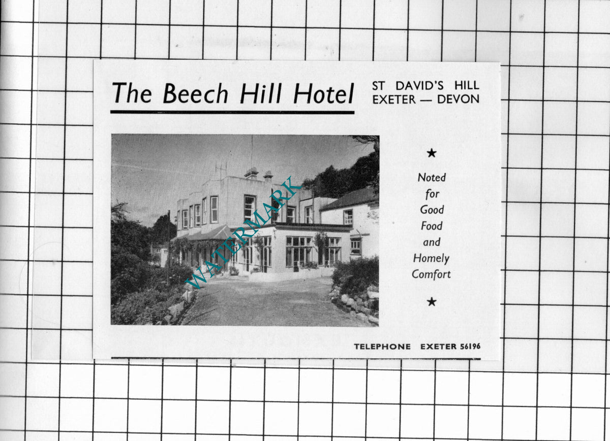 The Beech Hill Hotel Exeter Devon - 1957 Small Advert