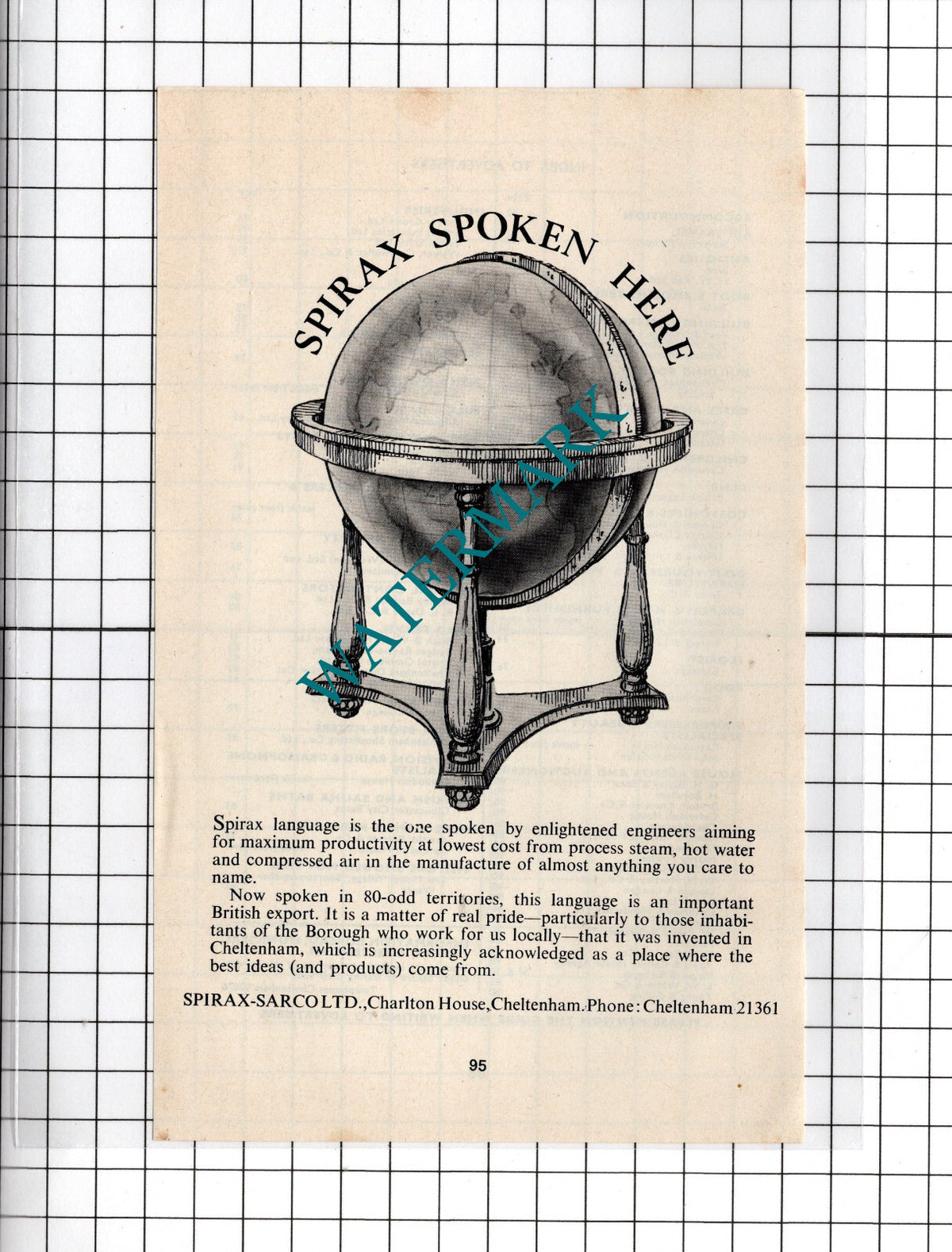 Spirax-Sarco Ltd Cheltenham Gloucester - c.1970's Advert
