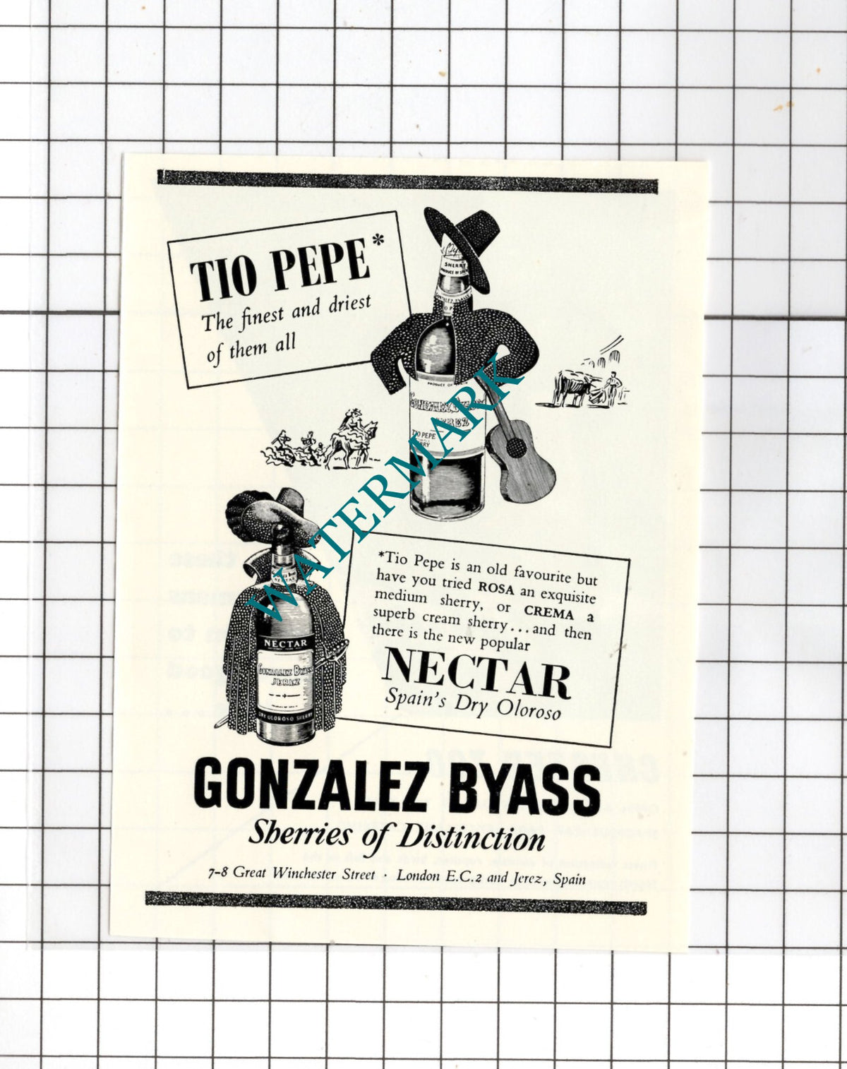 Gonzalez Byass Sherry - 1957 Small Advert