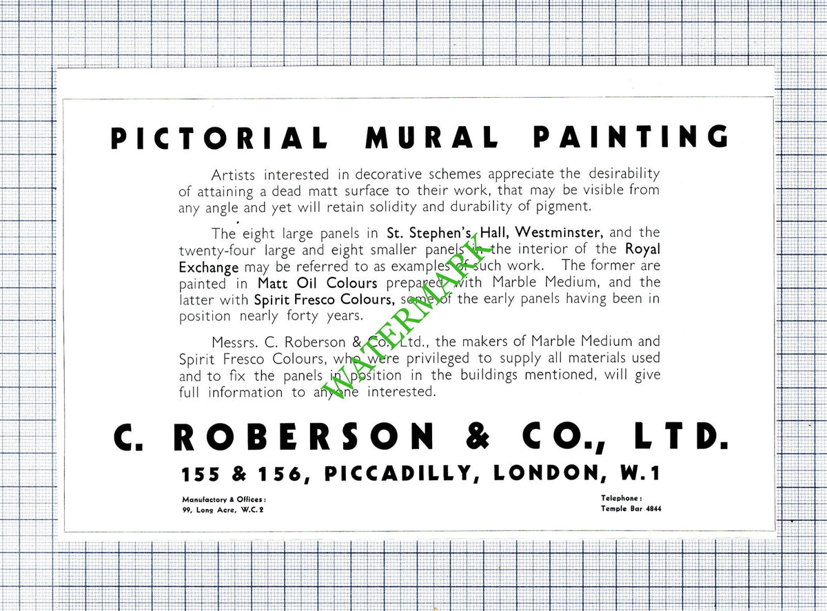 C Roberson & Co Ltd London Advert - 1930s Cutting