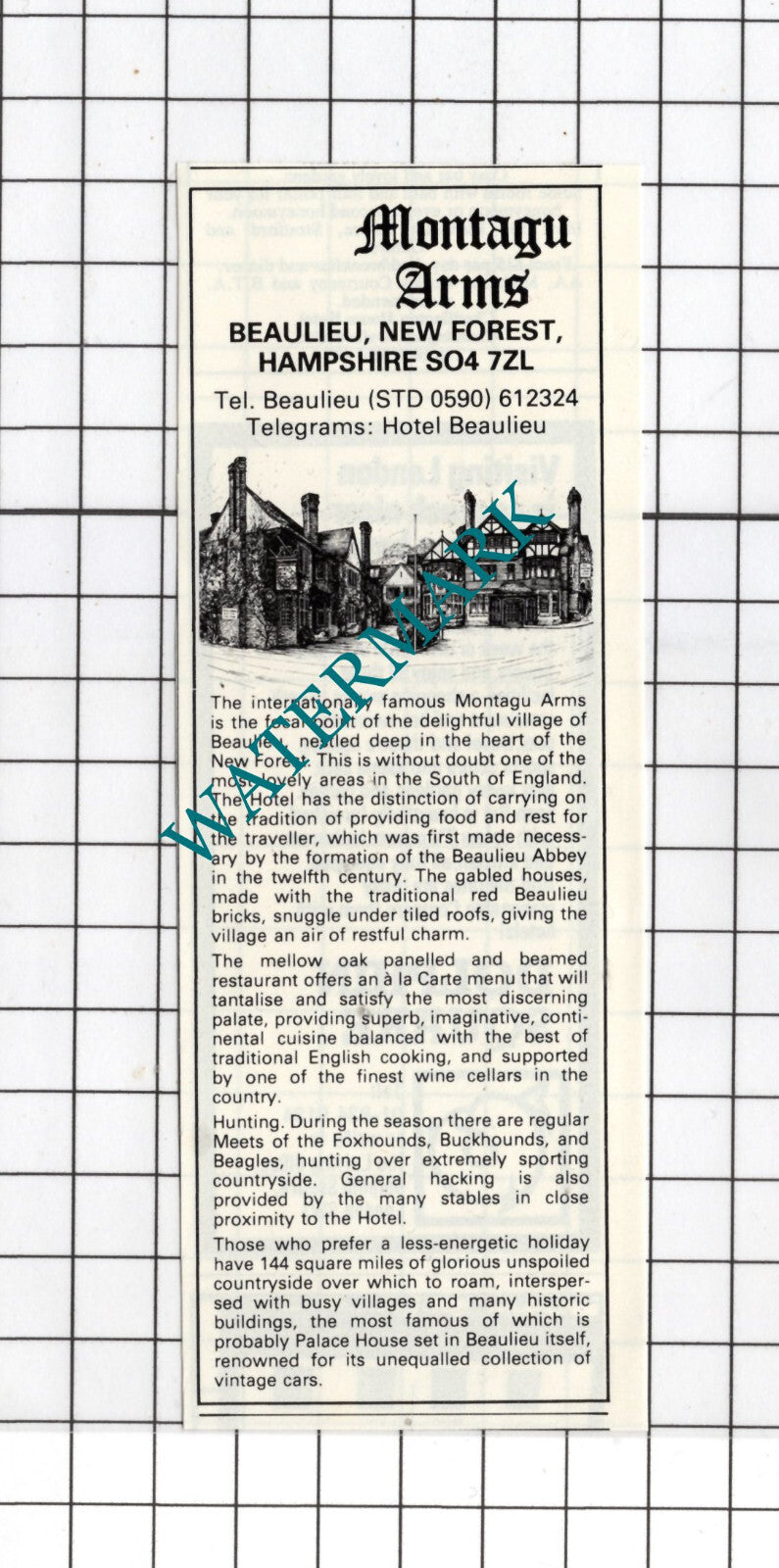 Montagu Arms Beaulieu New Forest Hampshire - 1980 Small Advert