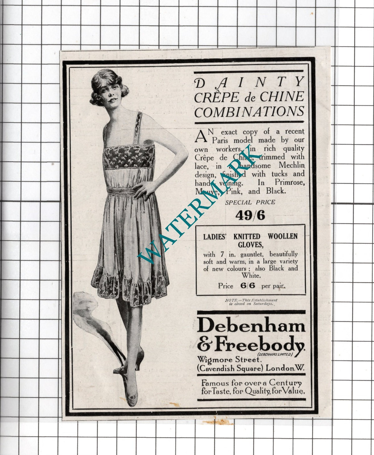 Debenham & Freebody London Small Advert - 1918
