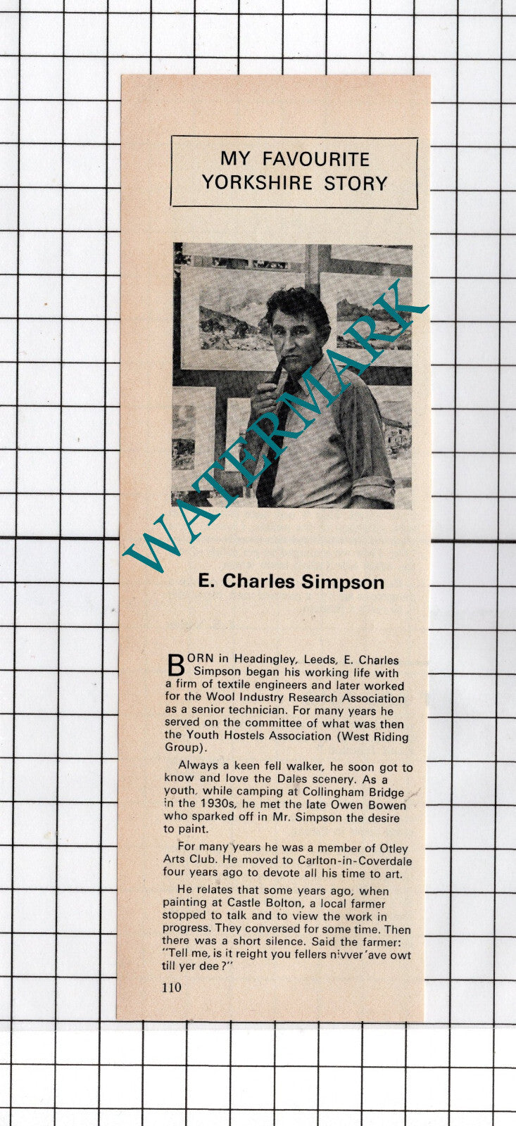 E Charles Simpson Headingley Leeds - 1976 Cutting