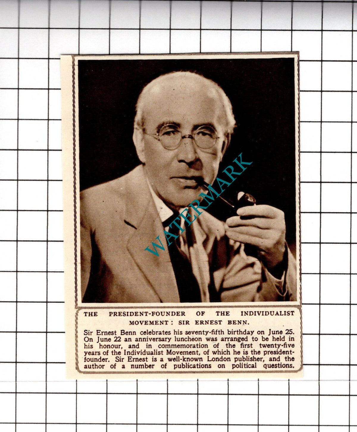 Sir Ernest Benn Individualist Movement - 1950 Small Cutting