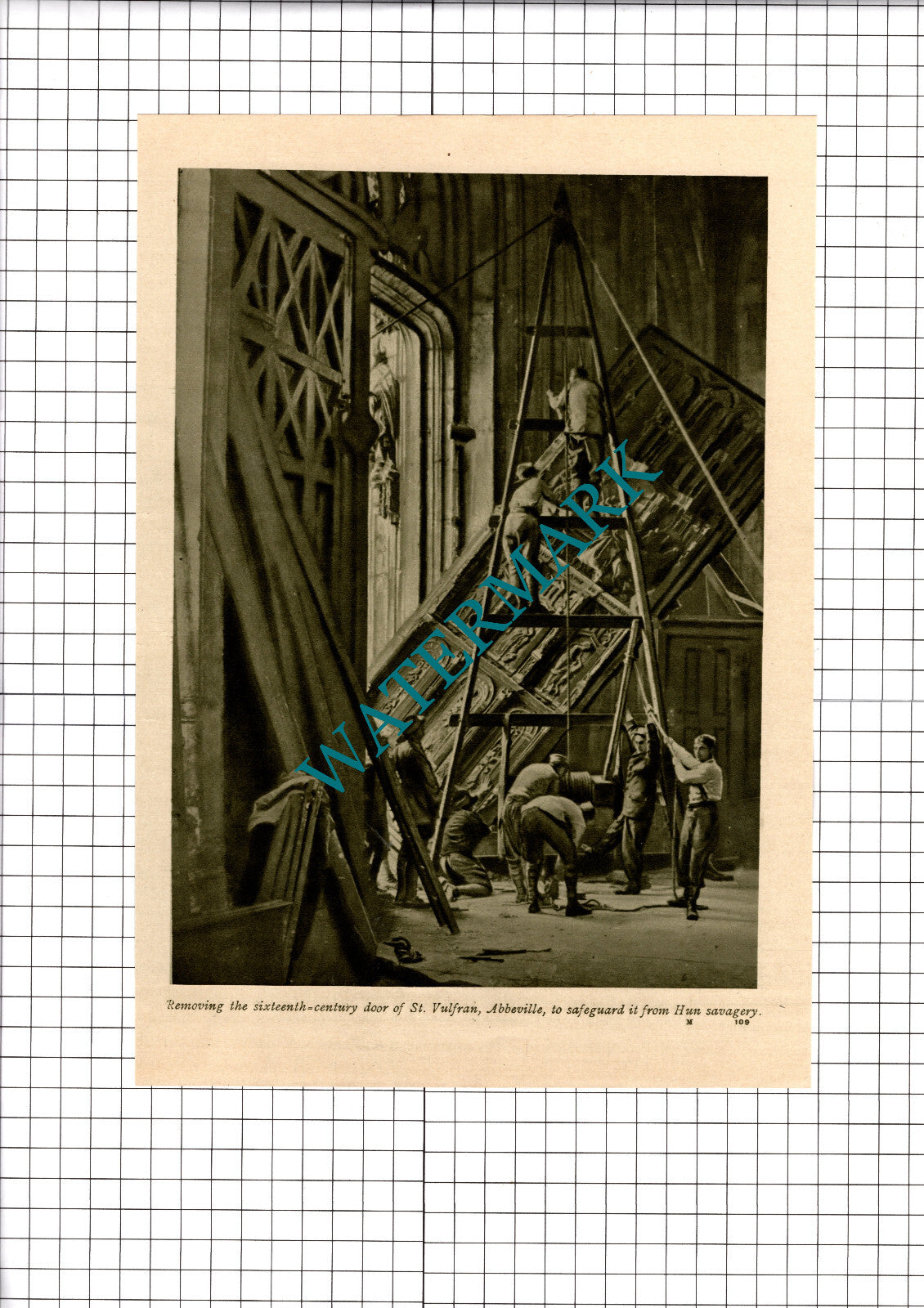 St Vulfran Abbeville France Great War WW1 - c.1918 Cutting/ Print