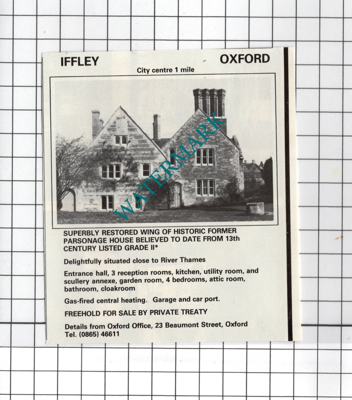 Iffley Oxford Parsonage House Sale Advert - 1981 Cutting