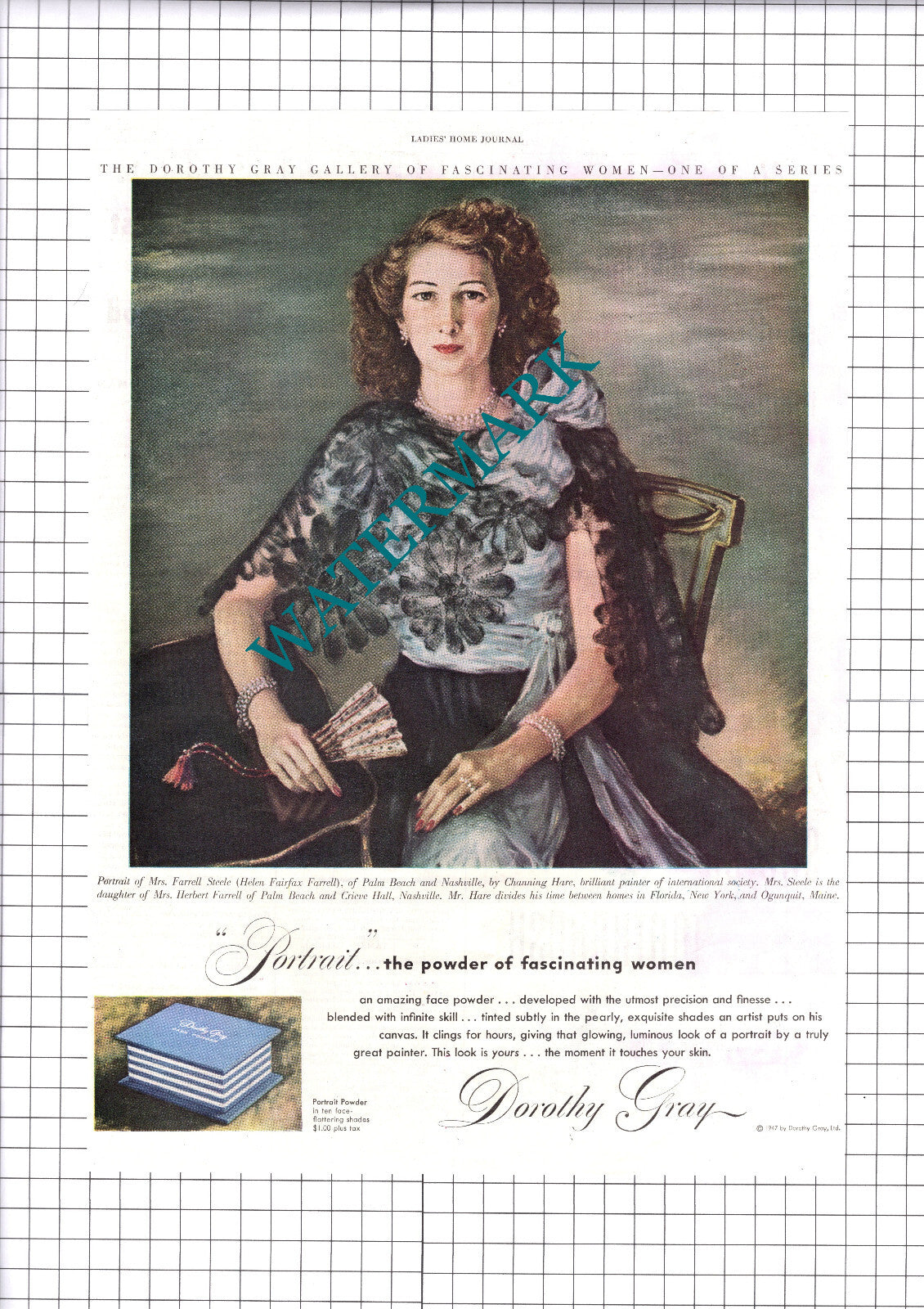 Mrs Farrell Steele Helen Fairfax Farrell Channing Hare Dorothy Gray 1947 Advert