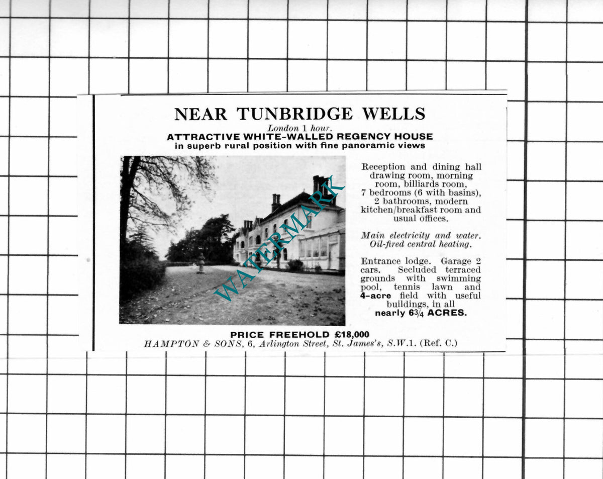 Tunbridge Wells Kent SMALL House Sale Advert - 1967 Cutting
