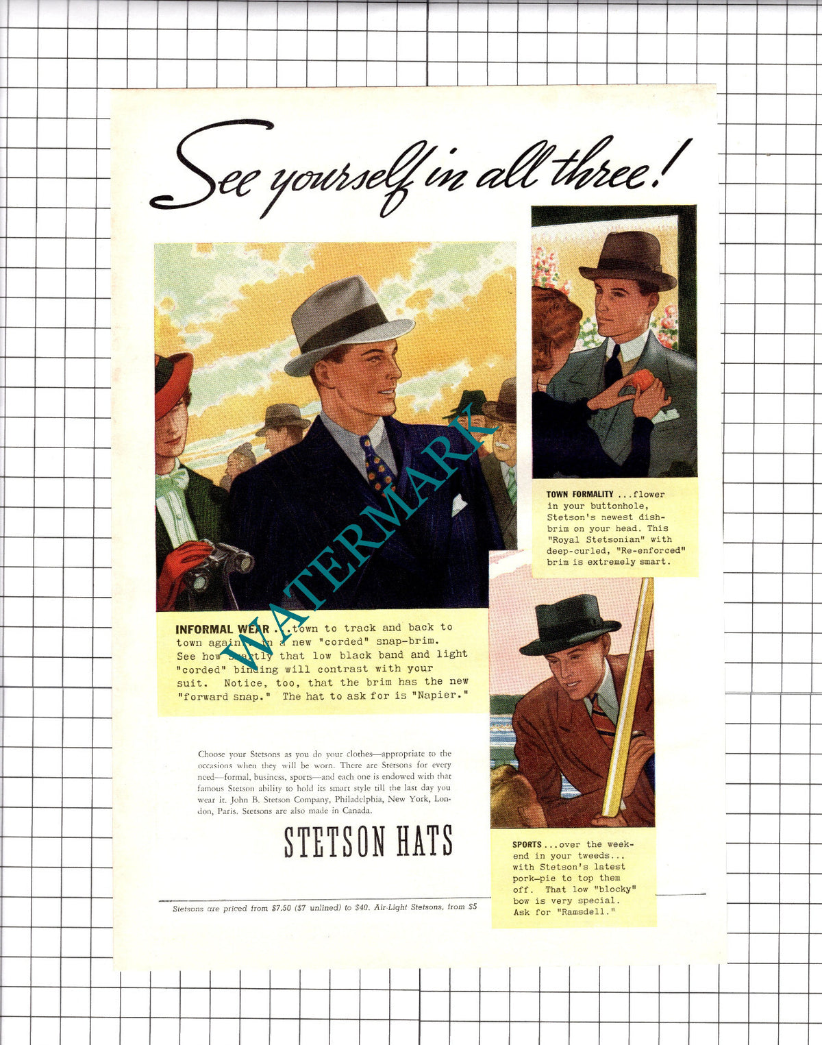 Stetson Hats John B Stetson Company Philadelphia ADVERT - 1937 Clipping / Print