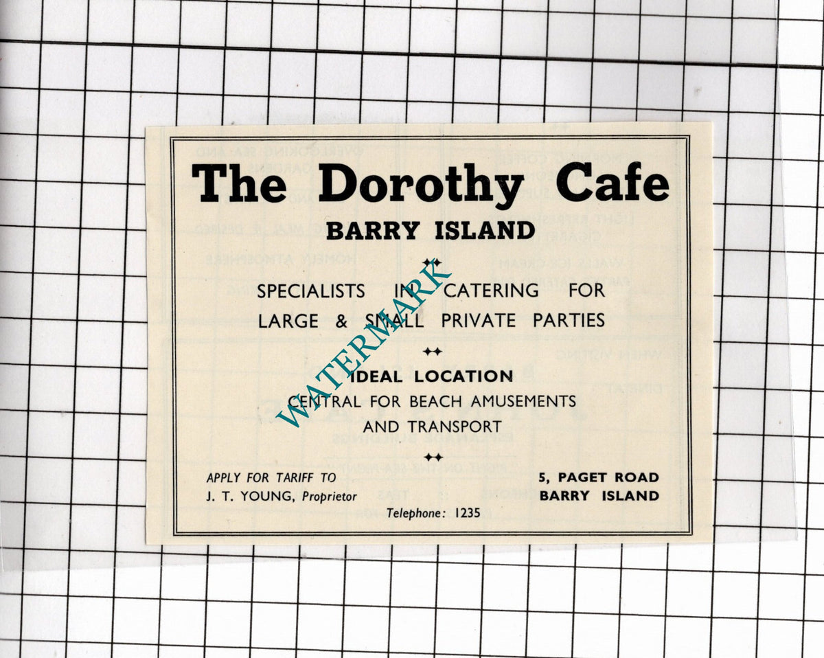 The Dorothy Cafe Barry Island J T Young Small Advert - 1953 Clipping