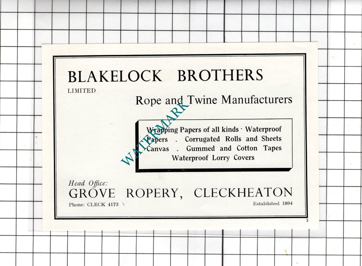 Blakelock Brothers Ltd Cleckheaton Yorkshire - c.1962 Small Advert