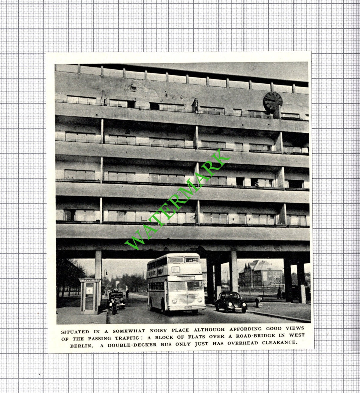 West Berlin Germany Road Bridge Apartments - 1954 Cutting