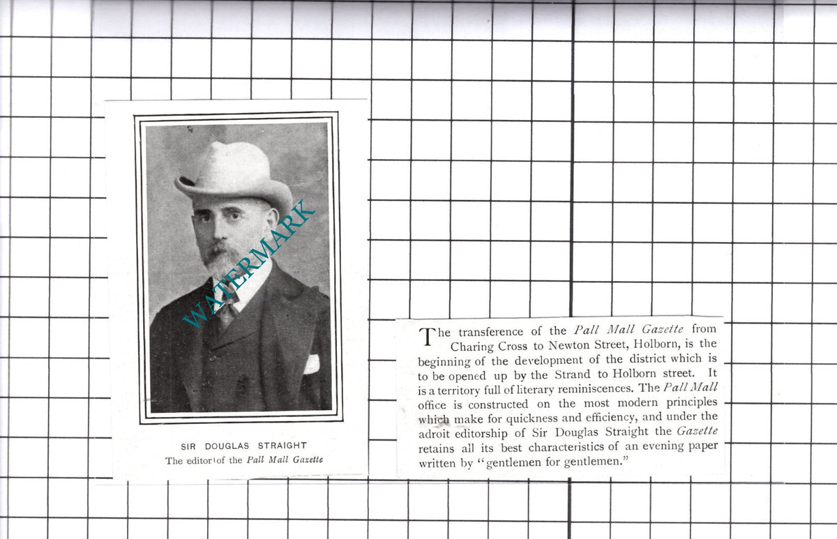 Sir Douglas Straight Pall Mall Gazette - 1903 Two-Part SMALL Cutting