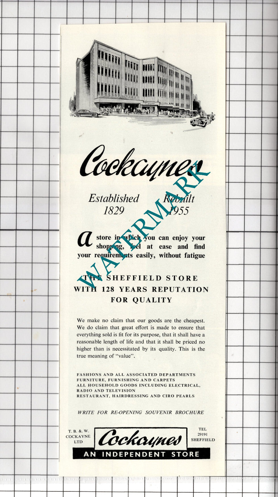 Cockaynes TB & W Cockayne Ltd Sheffield Yorkshire - 1957 Advert