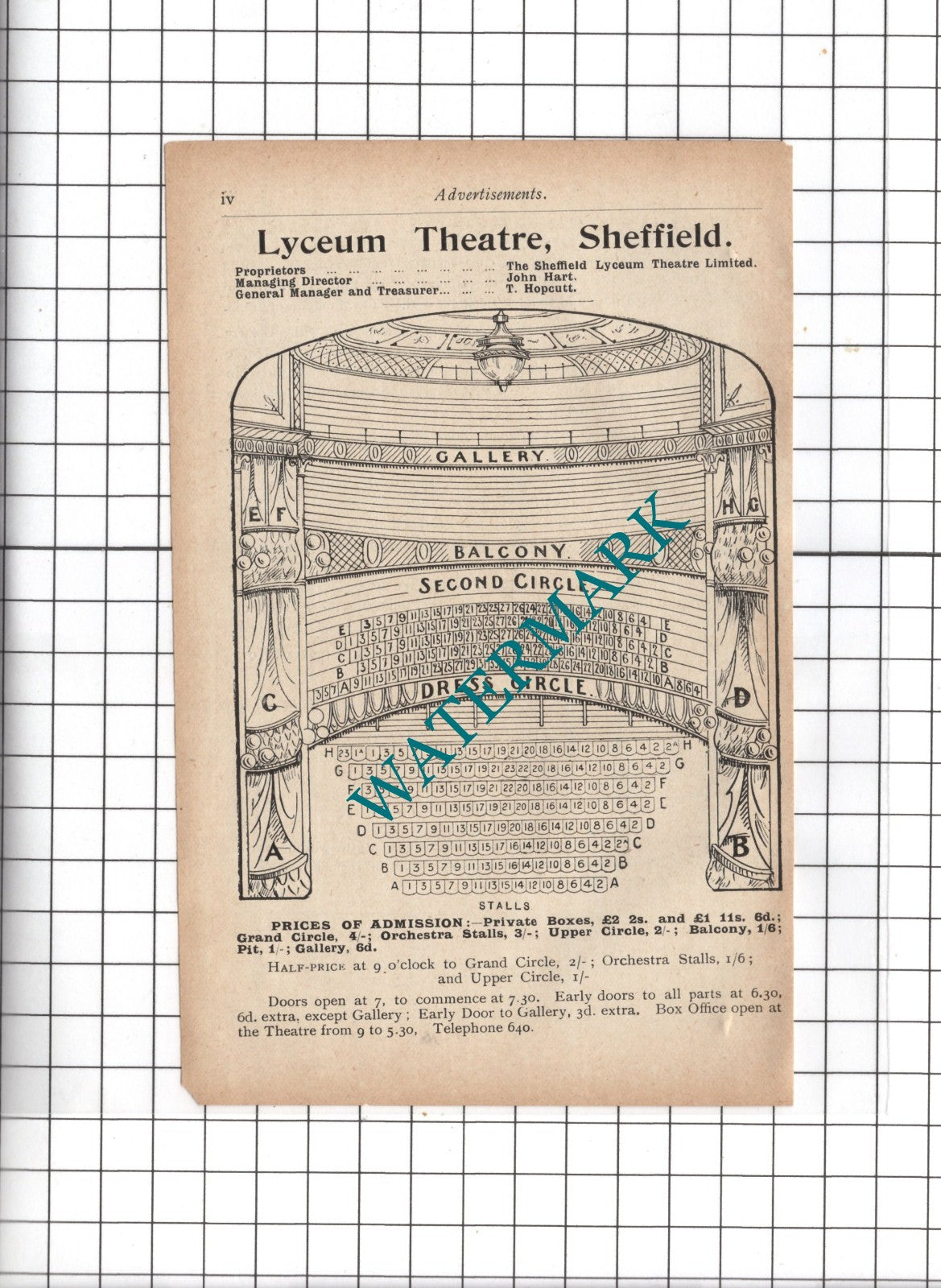 Lyceum Theatre Sheffield John Hart T Hopcutt - 1902 Small Clipping