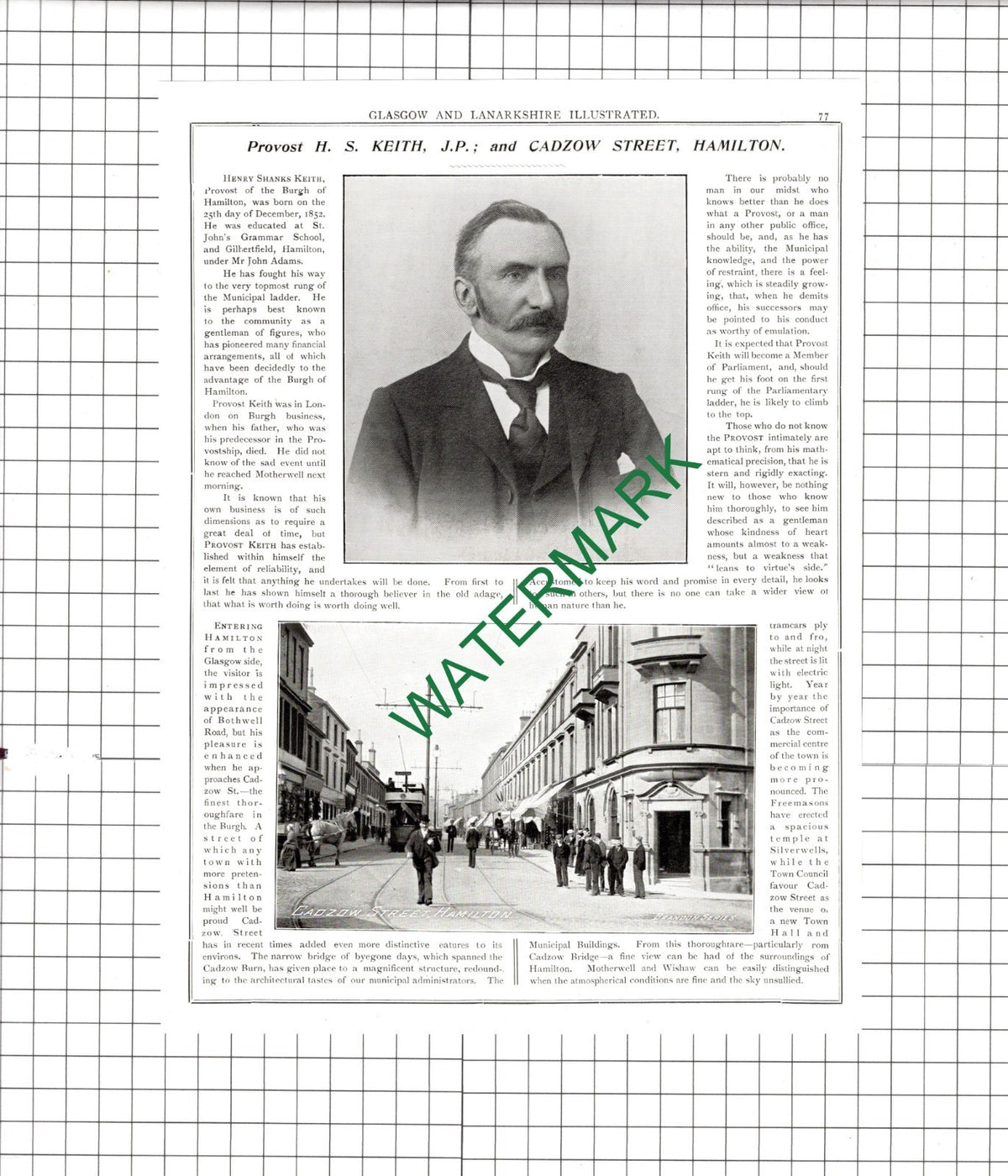 Henry Shanks Keith Provost Of Hamilton - 1904 Article