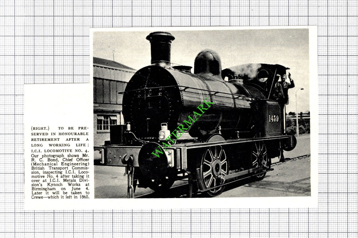 ICI Locomotive No 4 Mr R C Bond British Transport Kynoch Works -1954 Cutting