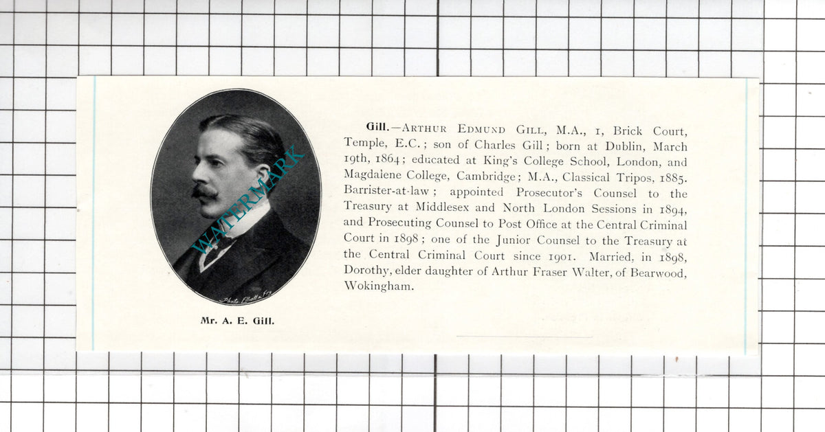 George Broke Freeman Chichester / Arthur Edmund Gill Dublin - c.1905 Clipping