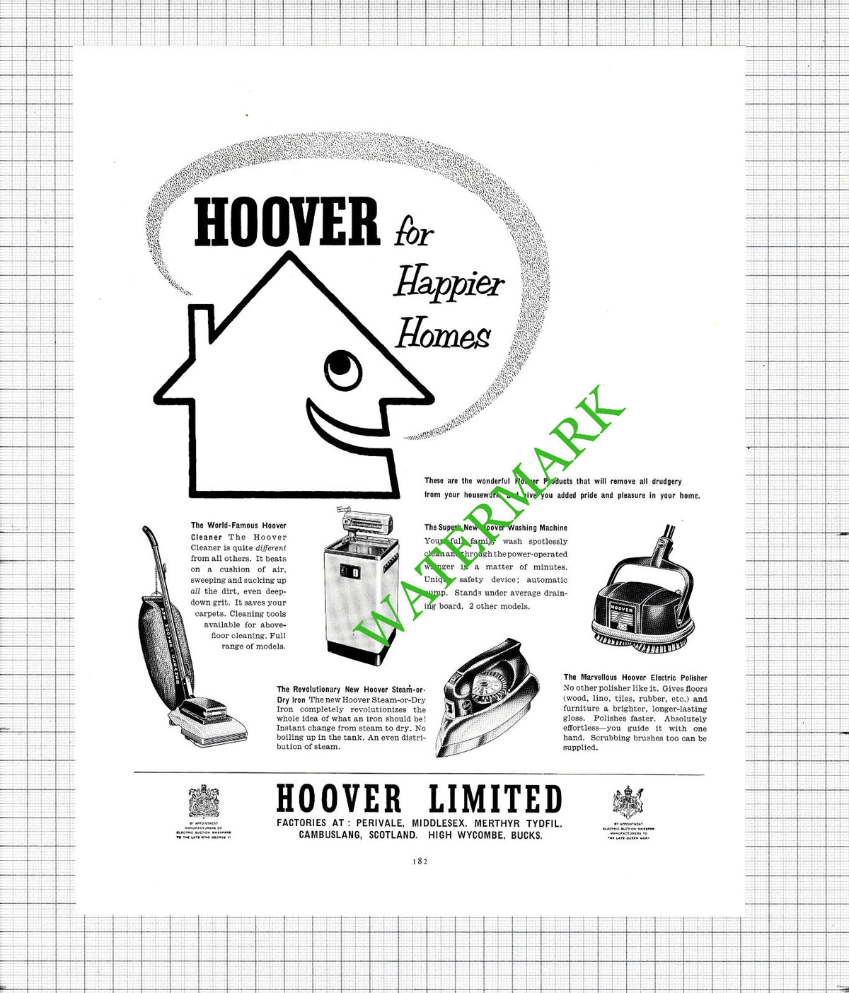 Hoover Ltd ADVERT - 1956 Cutting