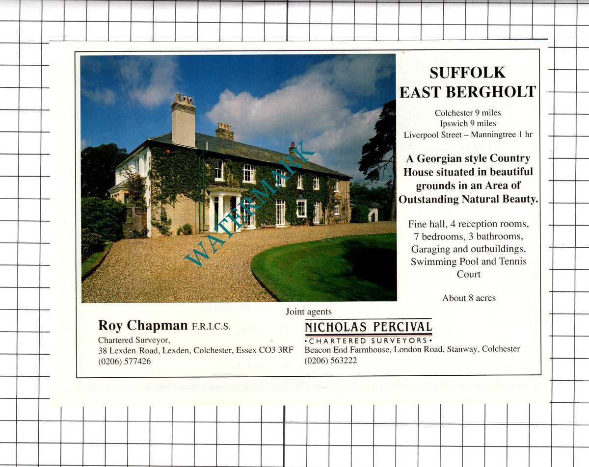 East Bergholt Suffolk House Sale Advert - c.1991 Cutting / Print