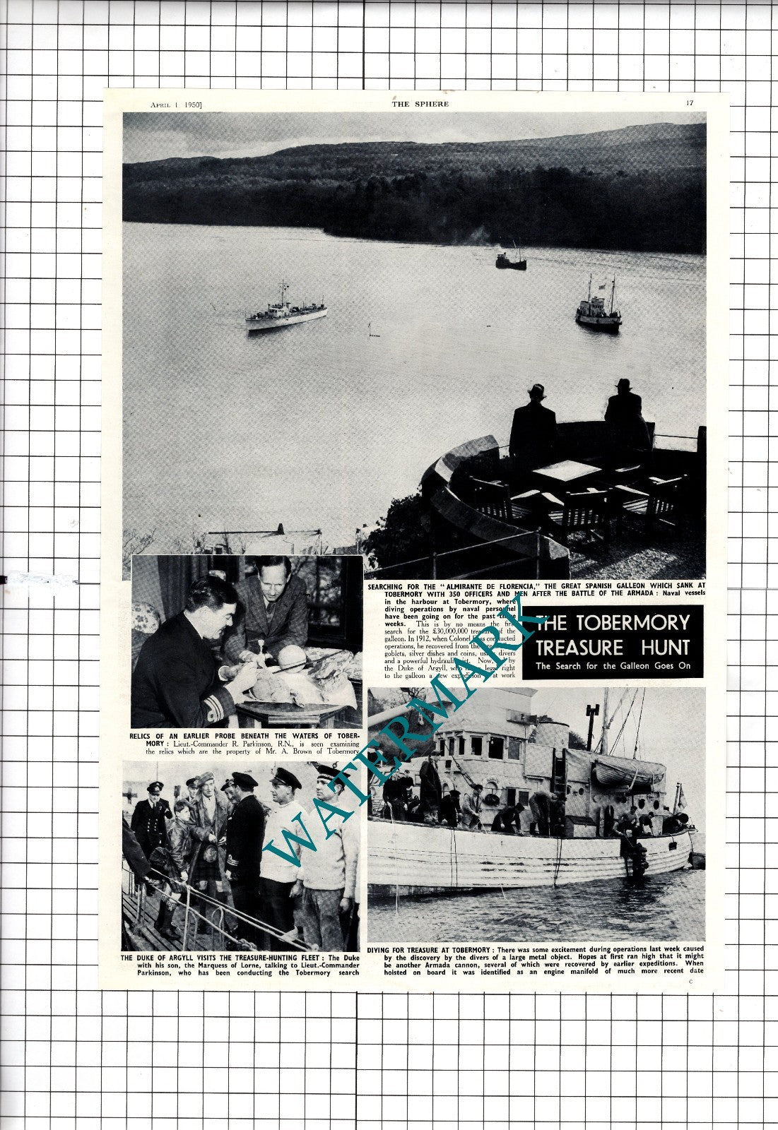 Tobermory Scotland Almirante De Florencia Ship - 1950 Clipping