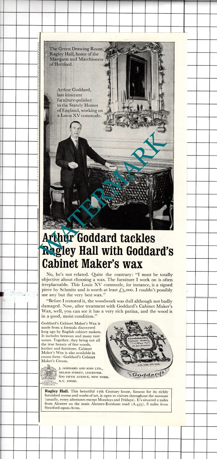 Arthur Goddard Ragley Hall Goddard's Wax - 1967 Advert